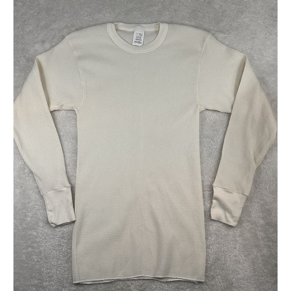 Vintage Indera Shirt Mens Extra Large XL Creme Thermal Baselayer Waffle Knit Y2K